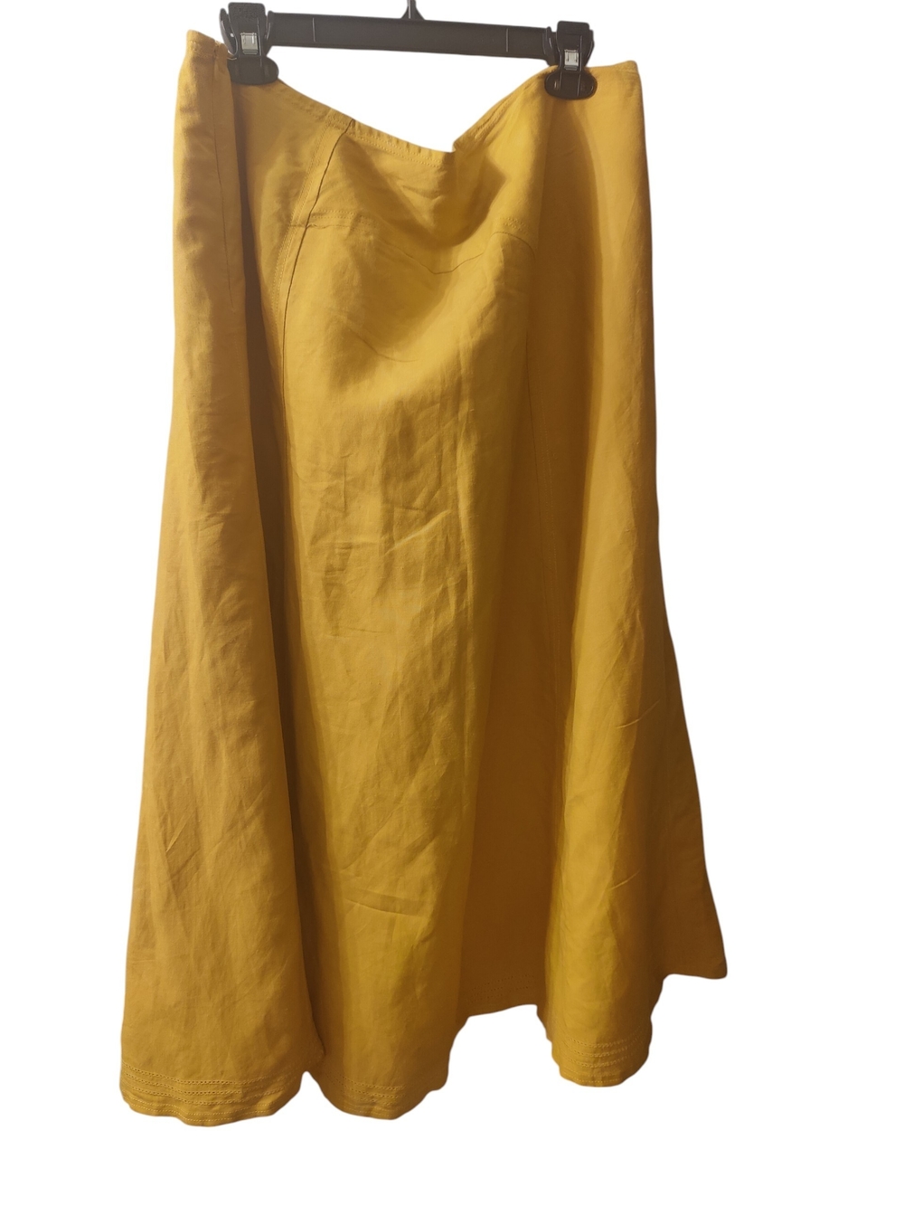 Ashley Stewart Mustard A-Line Maxi Linen Skirt